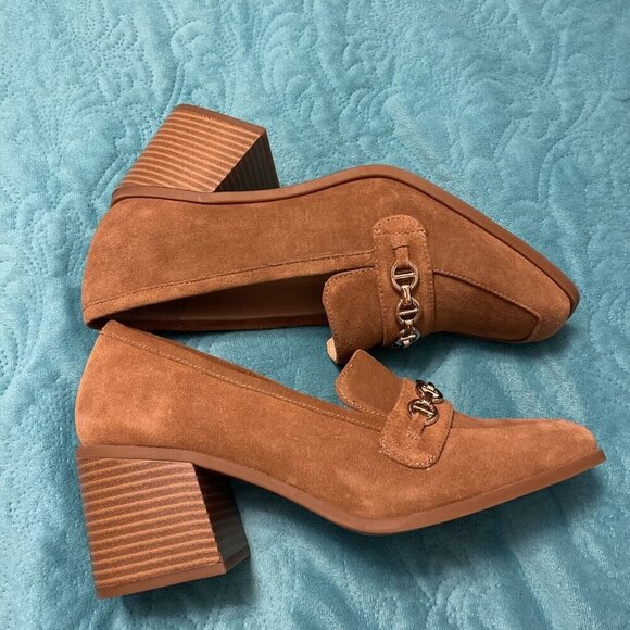 Alex Marie Women's Farin Loafer Pilgrim Heels , Shoes Brown Leather Suede Sz 8.5 - Picture 9 of 16